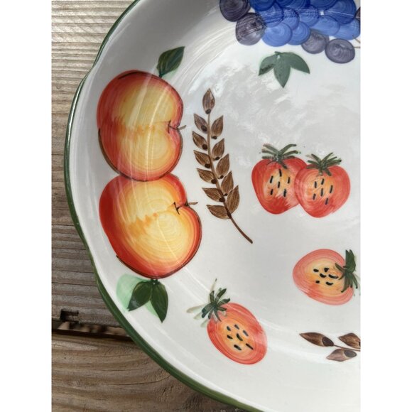 Oneida Vintage Hand-Painted Fruit Dinner Plate With Green Trim Edge - Picture 2 of 12